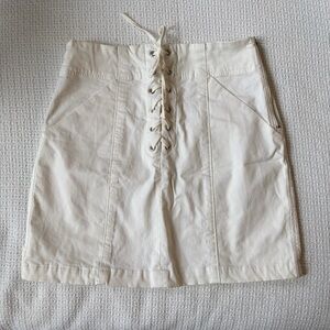 A.L.C. White Denim High Waisted Lace Up Mini Skirt 4